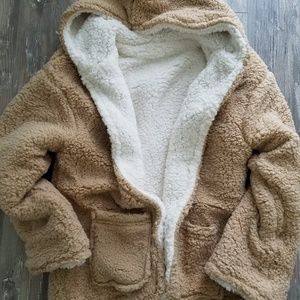 Reversible sherpa teddy bear coat